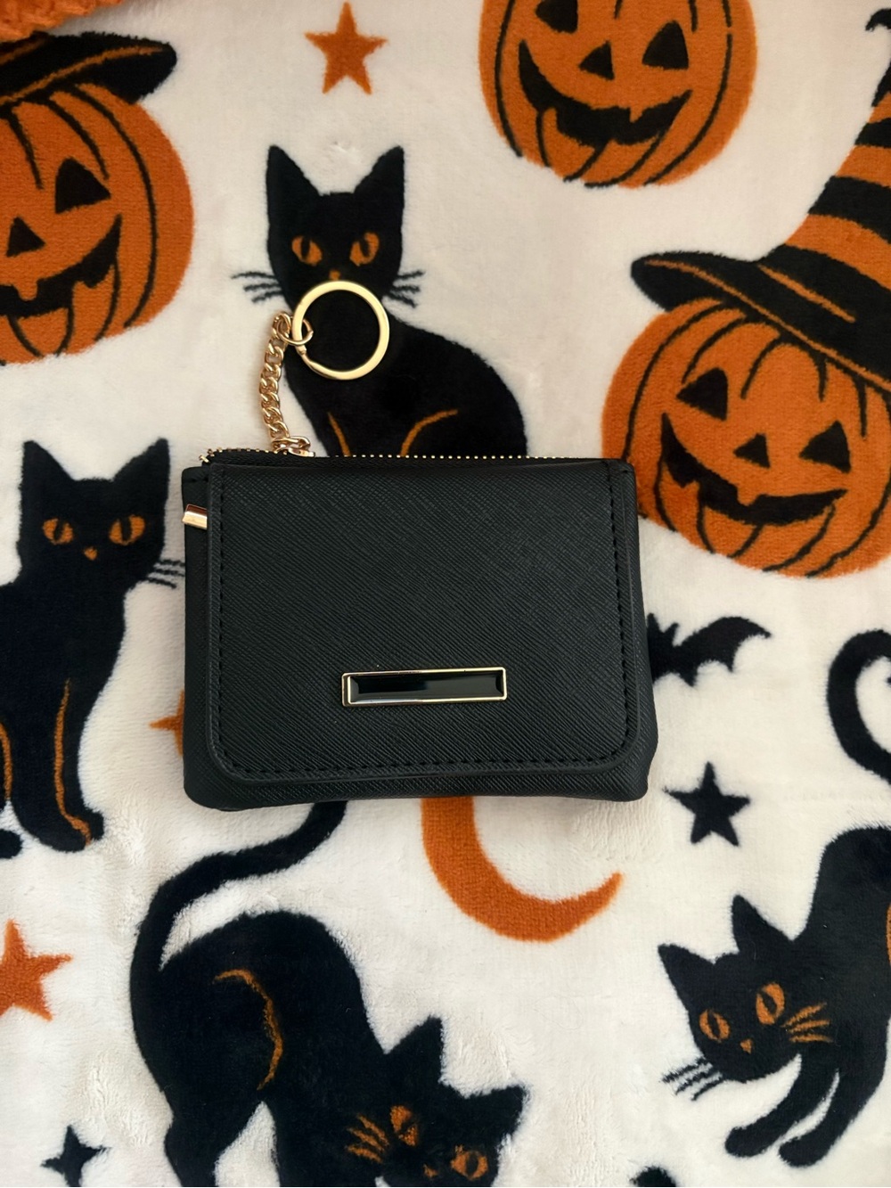 Black Women's Wallet Cardholder with Gold Chain